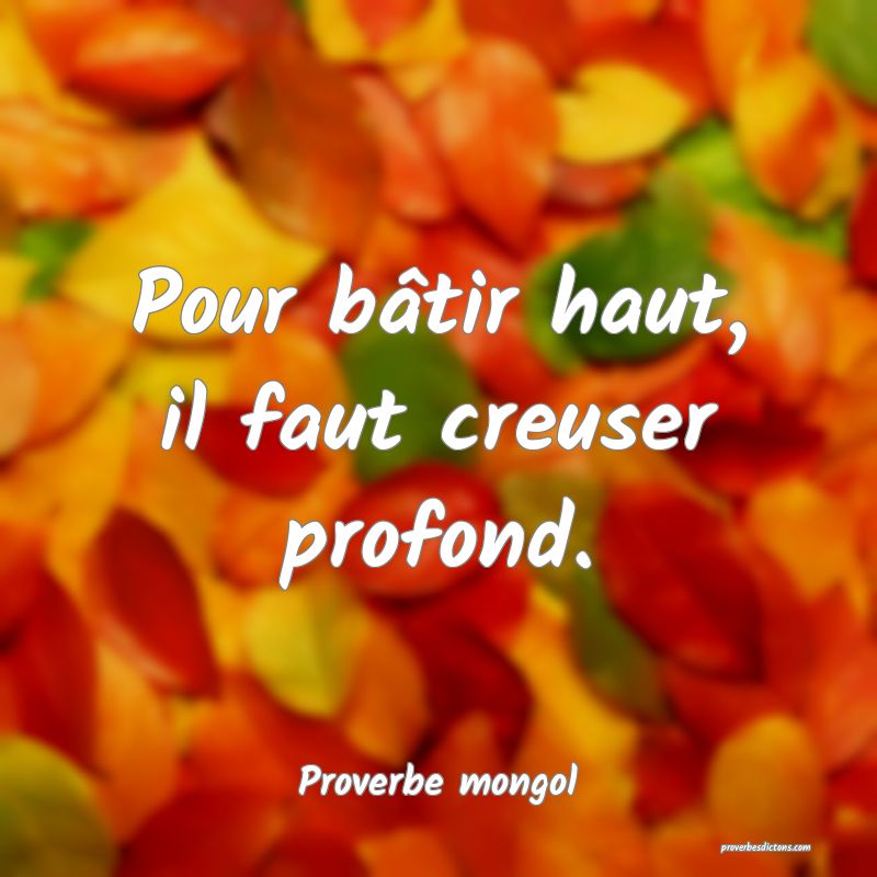  Pour bâtir haut, il faut creuser profond.