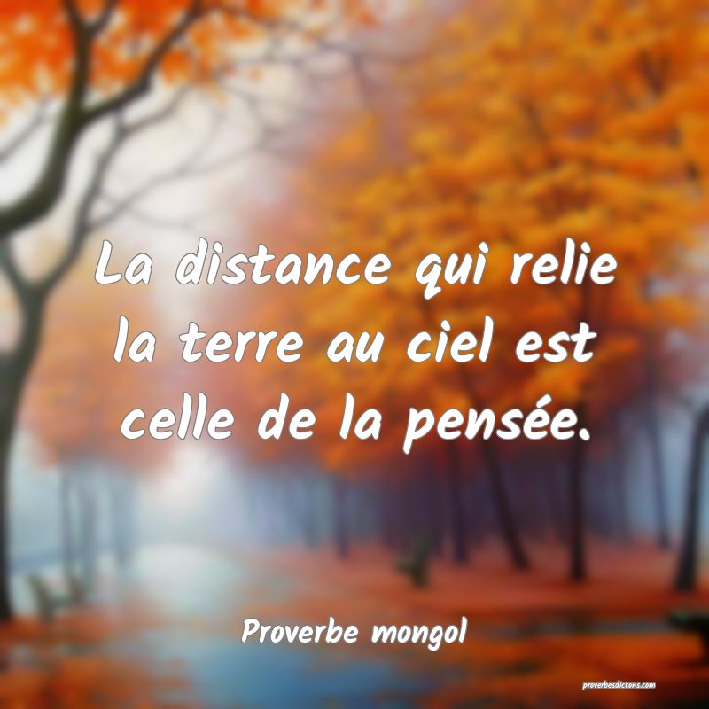  La distance qui relie la terre au ciel est celle de la pensée.