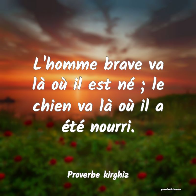 L'homme brave va là où il est né ; le chien va là où il a été nourri.