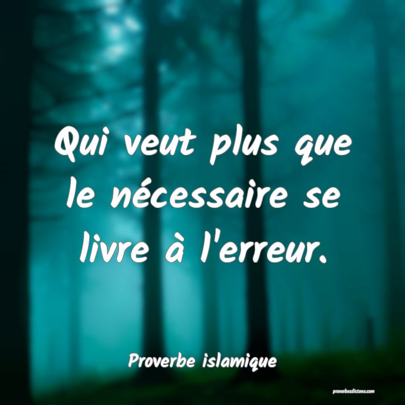 Qui veut plus que le nécessaire se livre à l'erreur.
