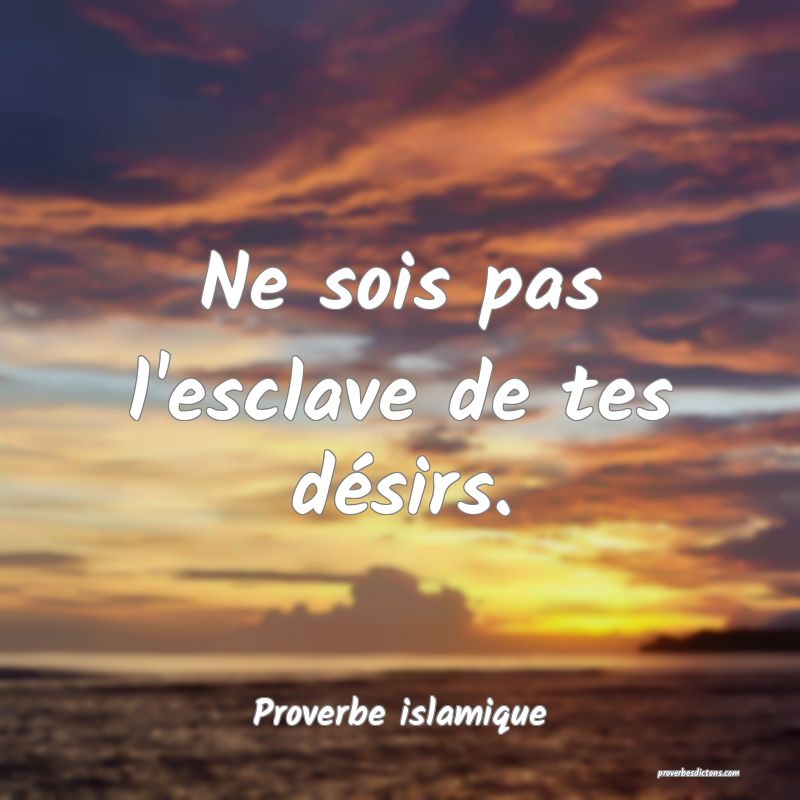 Ne sois pas l'esclave de tes désirs.
