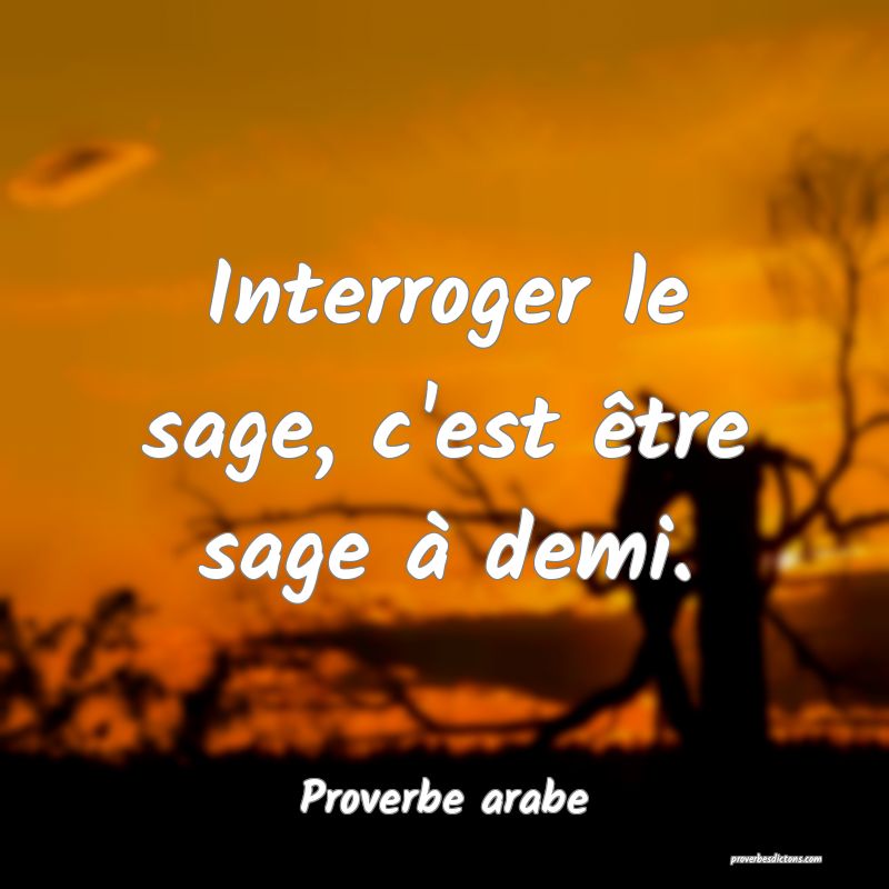 Interroger le sage, c'est être sage à demi.
