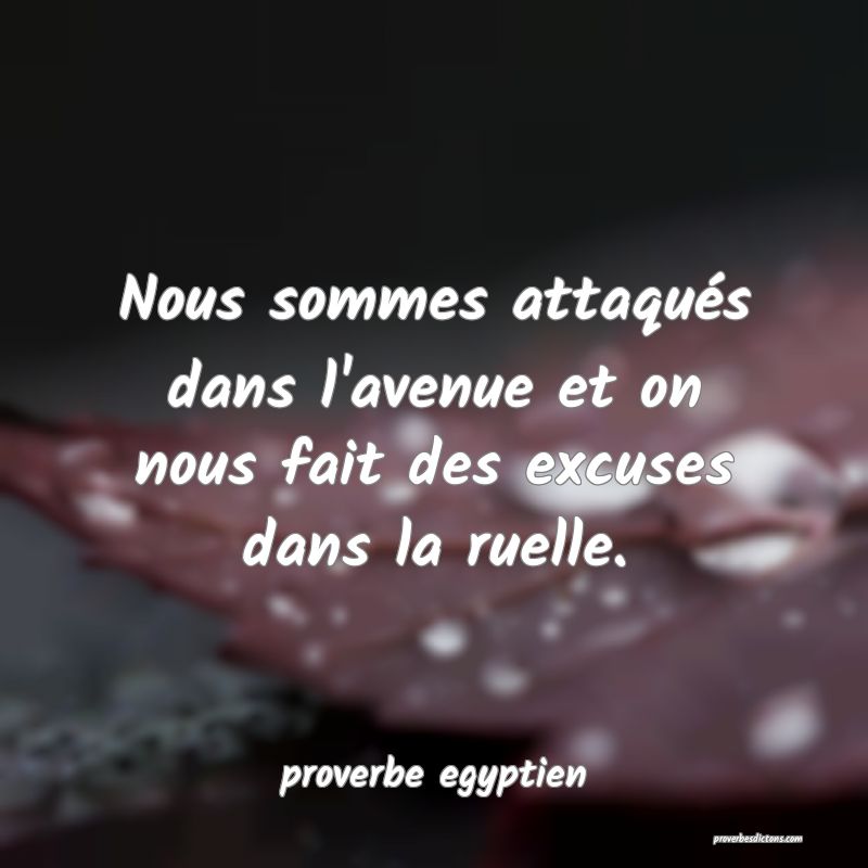Nous sommes attaqués dans l'avenue et on nous fait des excuses dans la ruelle.