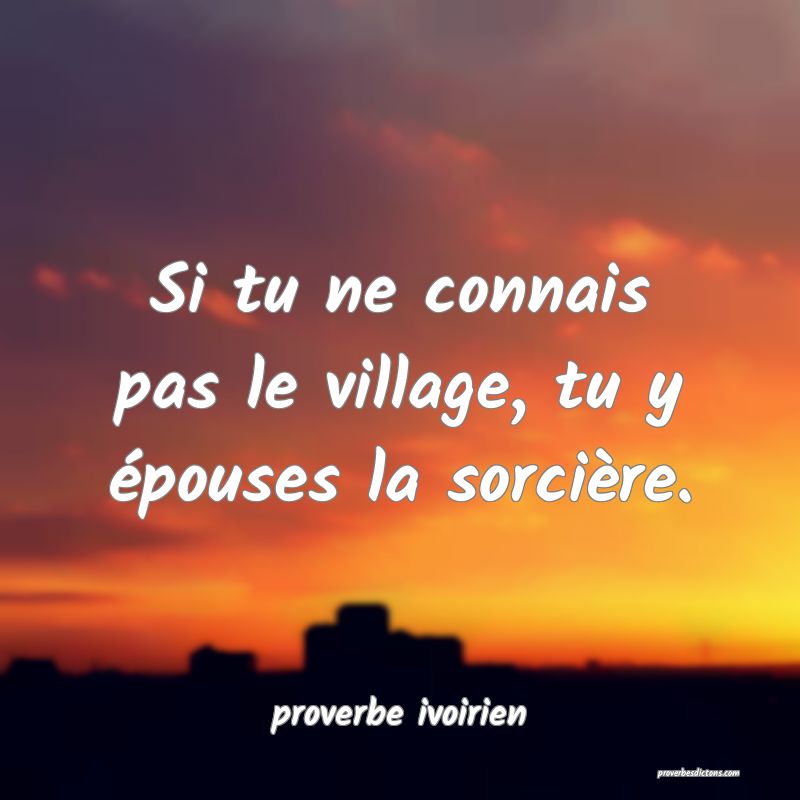 Si tu ne connais pas le village, tu y épouses la sorcière.