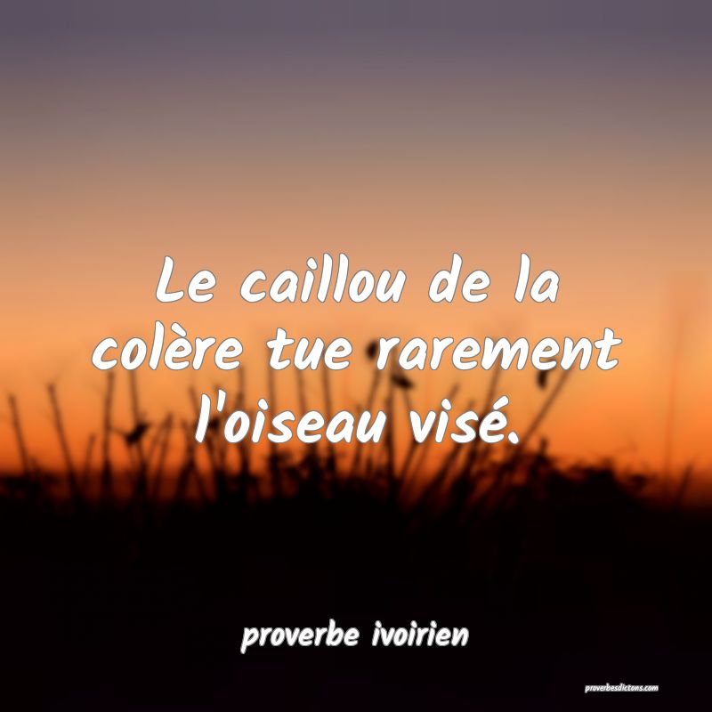 Le caillou de la colère tue rarement l'oiseau visé.