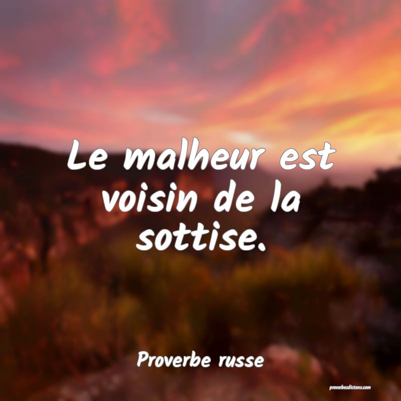 Le malheur est voisin de la sottise.