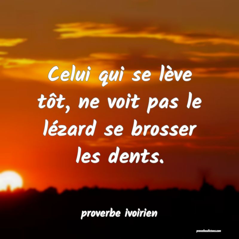 Celui qui se lève tôt, ne voit pas le lézard se brosser les dents.