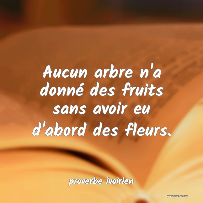 Aucun arbre n'a donné des fruits sans avoir eu d'abord des fleurs.