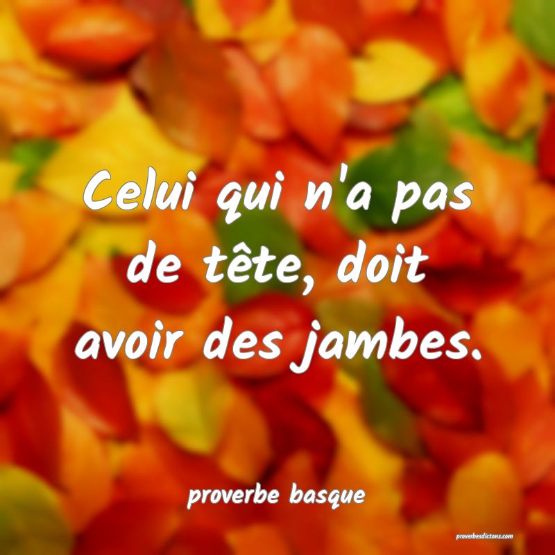  Celui qui n'a pas de tête, doit avoir des jambes.