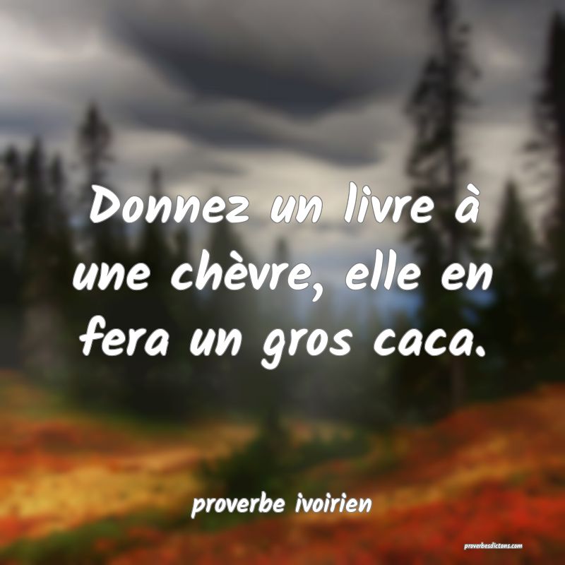 Donnez un livre à une chèvre, elle en fera un gros caca.