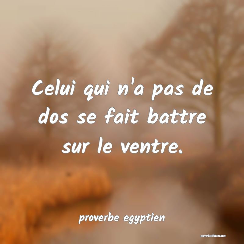 Celui qui n'a pas de dos se fait battre sur le ventre.