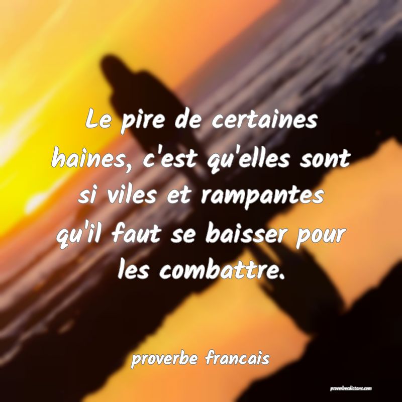 Le pire de certaines haines, c'est qu'elles sont si viles et rampantes qu'il faut se baisser pour les combattre.