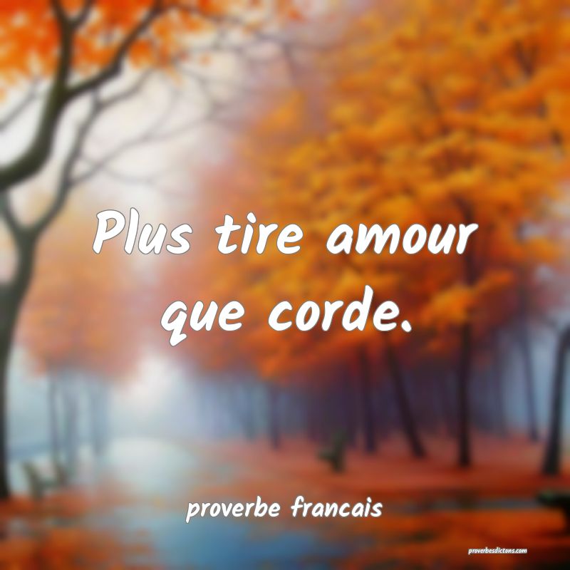 Plus tire amour que corde.