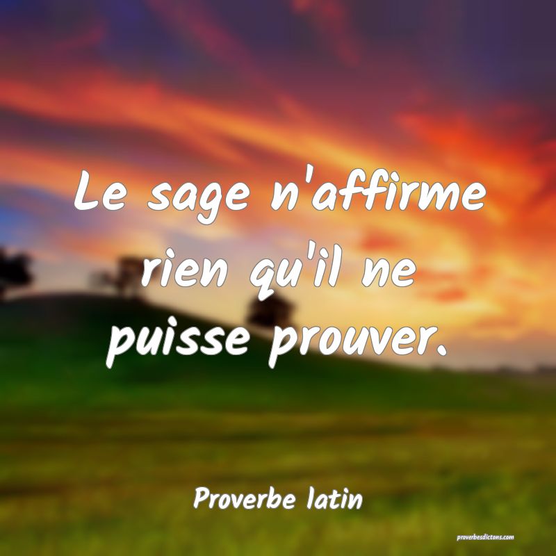 Le sage n'affirme rien qu'il ne puisse prouver.