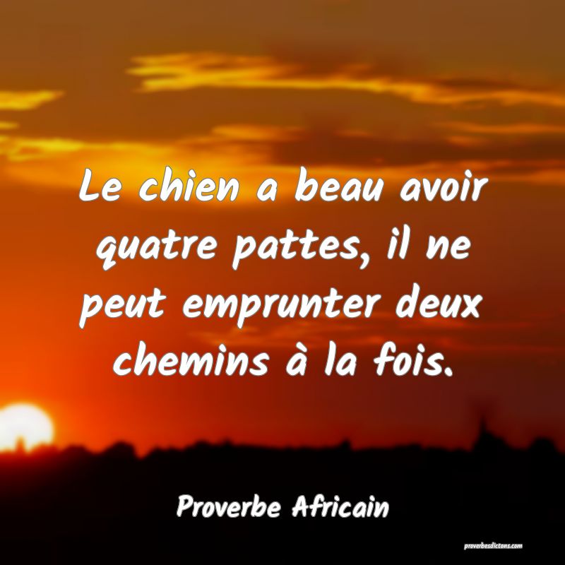 Le chien a beau avoir quatre pattes, il ne peut emprunter deux chemins à la fois.