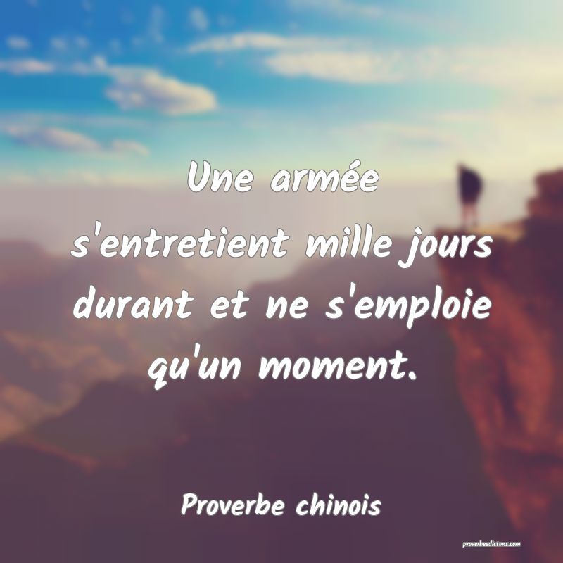 Une armée s'entretient mille jours durant et ne s'emploie qu'un moment.