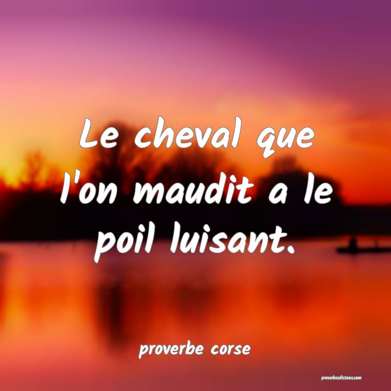  Le cheval que l'on maudit a le poil luisant.