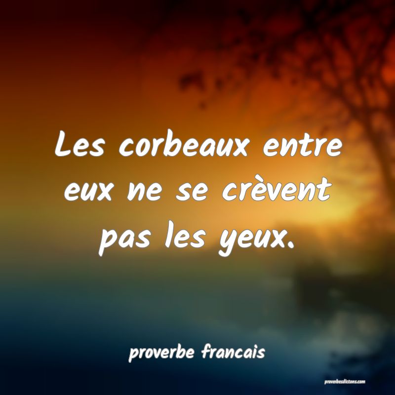 Les corbeaux entre eux ne se crèvent pas les yeux.