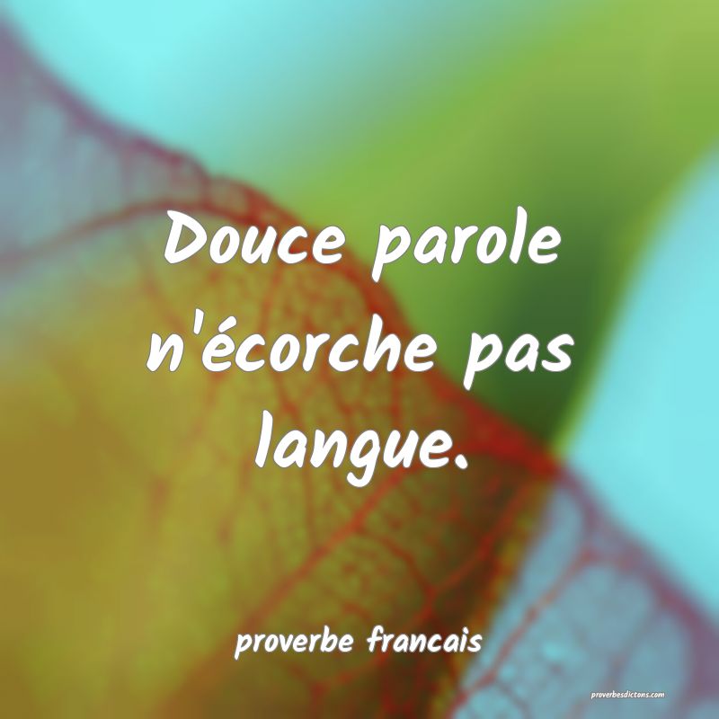 Douce parole n'écorche pas langue.