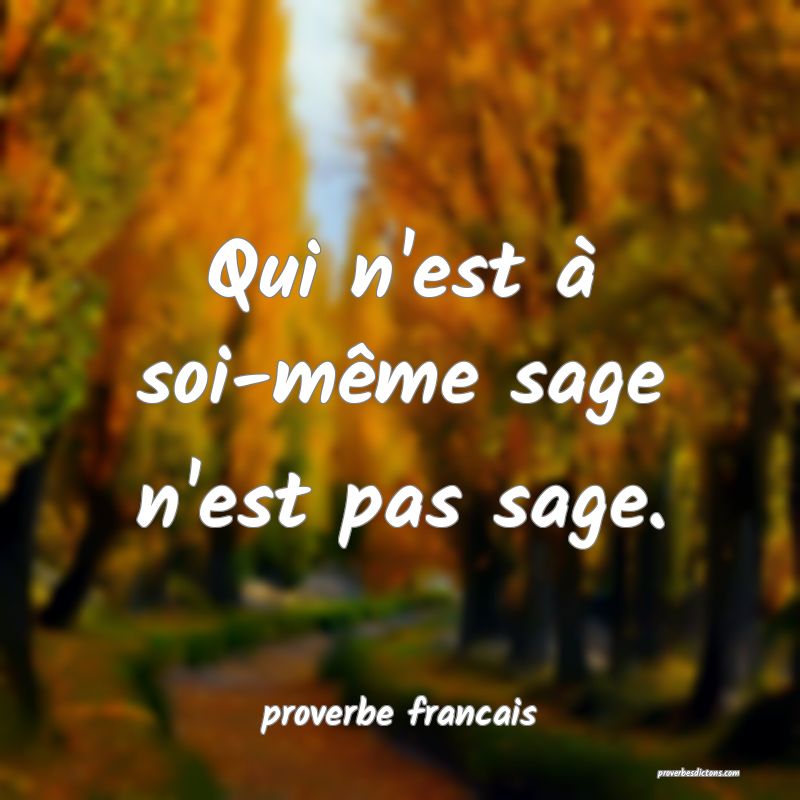 Qui n'est à soi-même sage n'est pas sage.