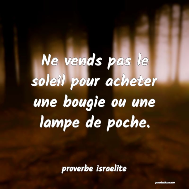  Ne vends pas le soleil pour acheter une bougie ou une lampe de poche.