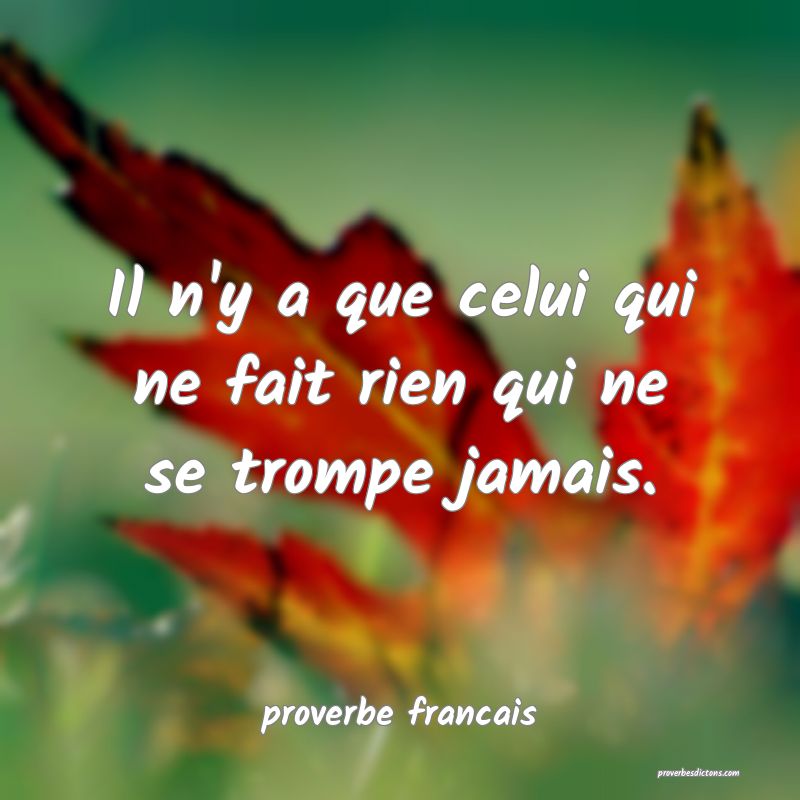 Il n'y a que celui qui ne fait rien qui ne se trompe jamais.