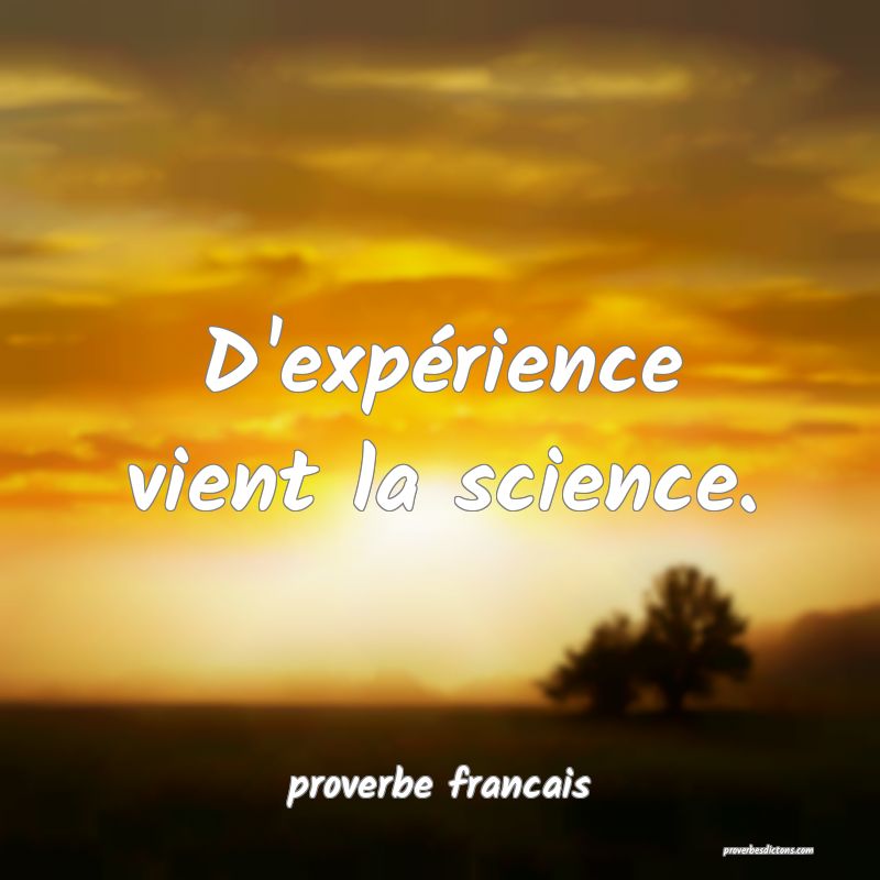 D'expérience vient la science.