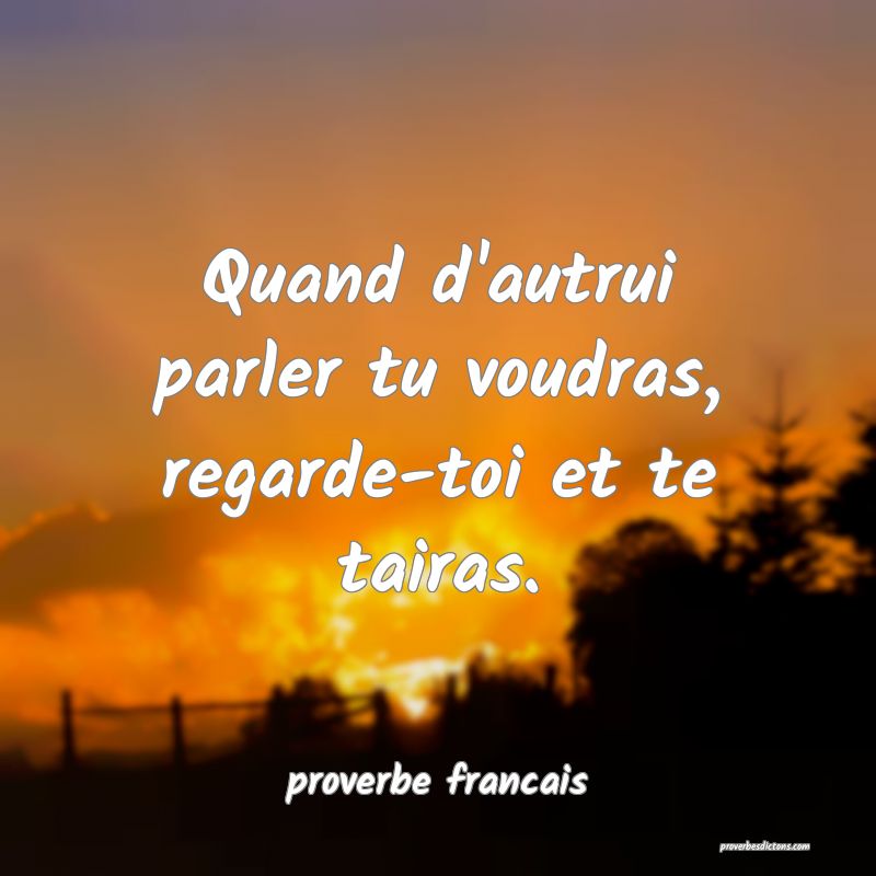 Quand d'autrui parler tu voudras, regarde-toi et te tairas.