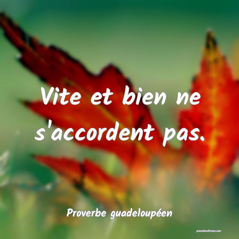 Vite et bien ne s'accordent pas.