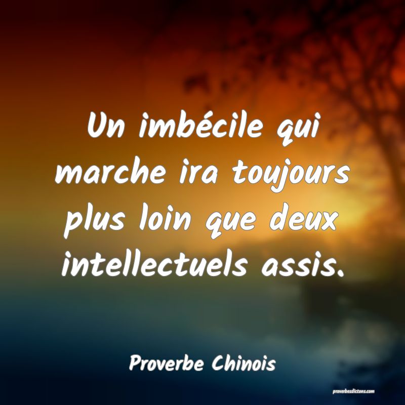 Un imbécile qui marche ira toujours plus loin que deux intellectuels assis.