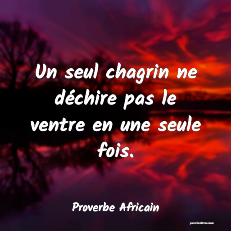 Un seul chagrin ne déchire pas le ventre en une seule fois.