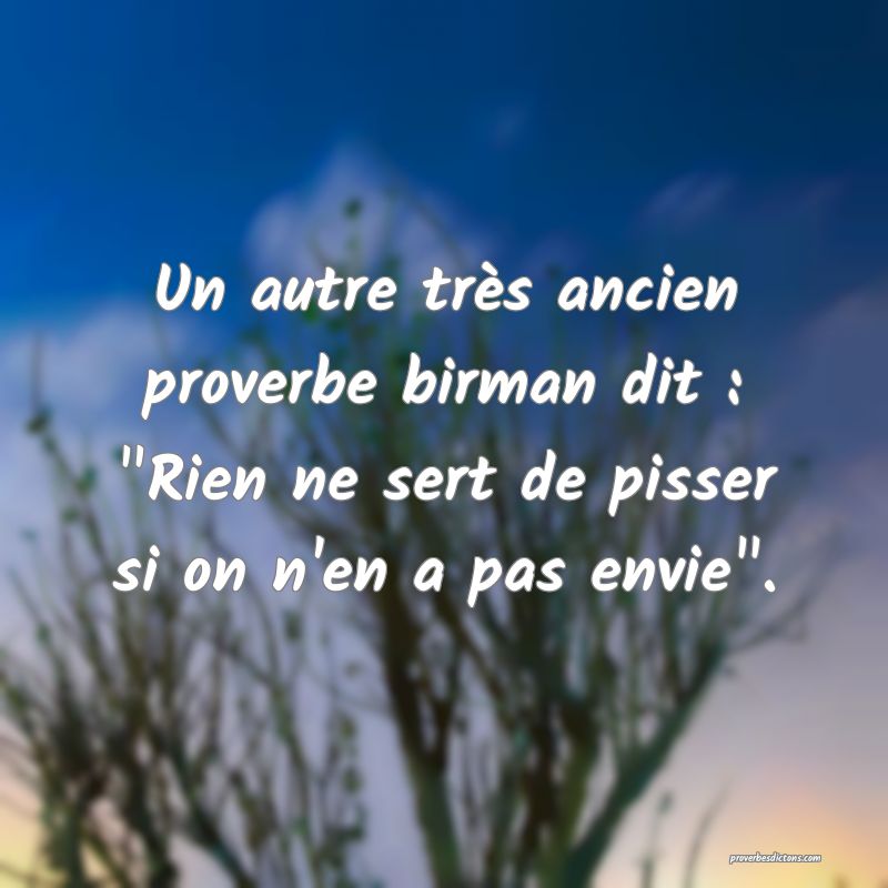 Un autre très ancien proverbe birman dit : 