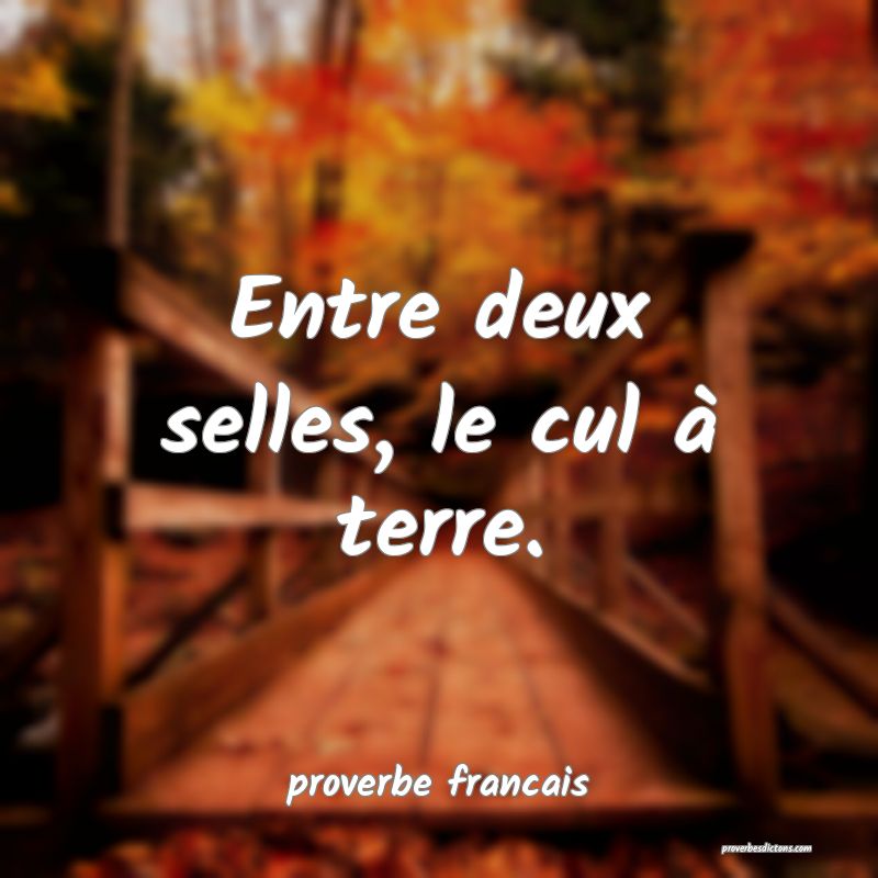 Entre deux selles, le cul à terre.
