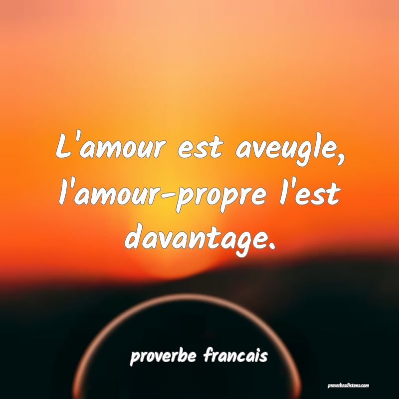 L'amour est aveugle, l'amour-propre l'est davantage.