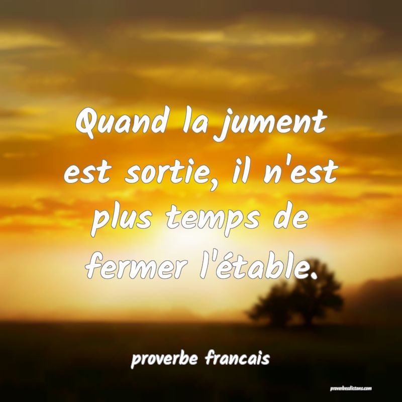 Quand la jument est sortie, il n'est plus temps de fermer l'étable.