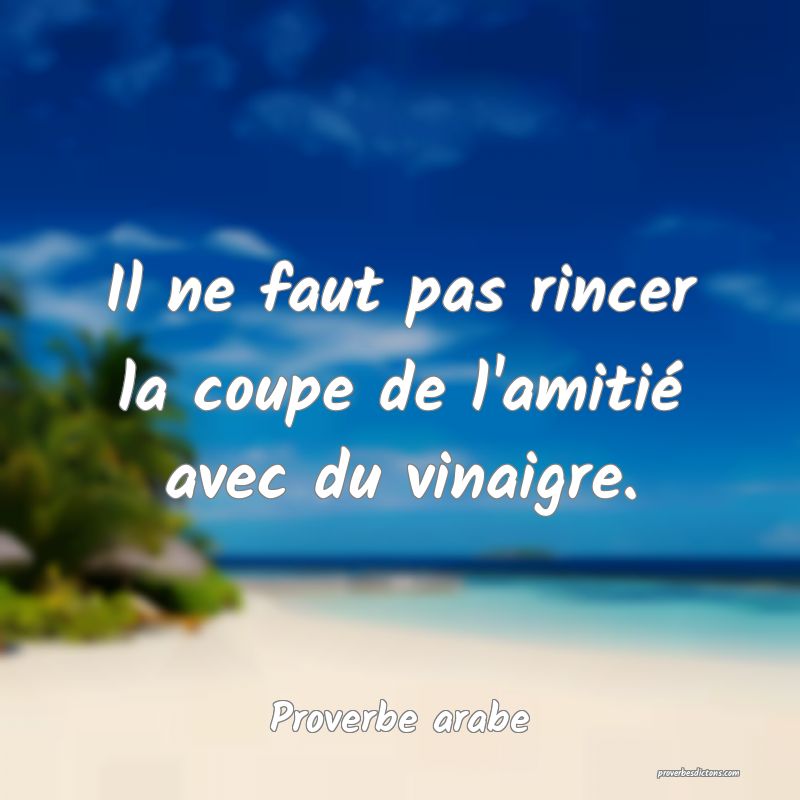 Il ne faut pas rincer la coupe de l'amitié avec du vinaigre.