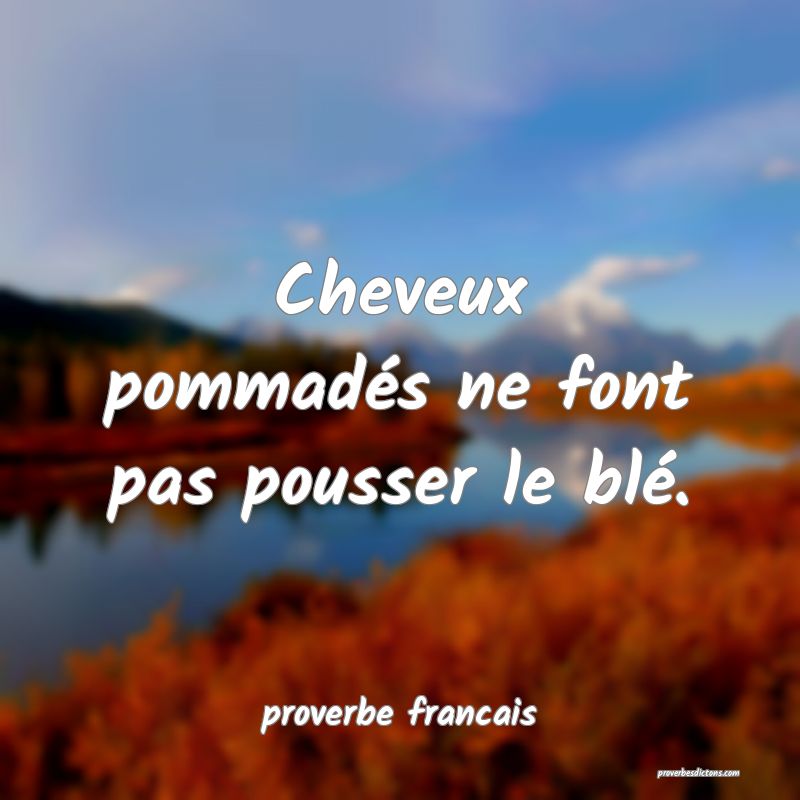 Cheveux pommadés ne font pas pousser le blé.