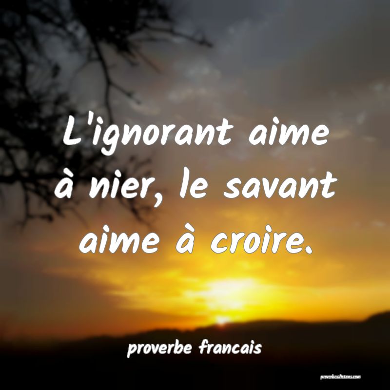 L'ignorant aime à nier, le savant aime à croire.