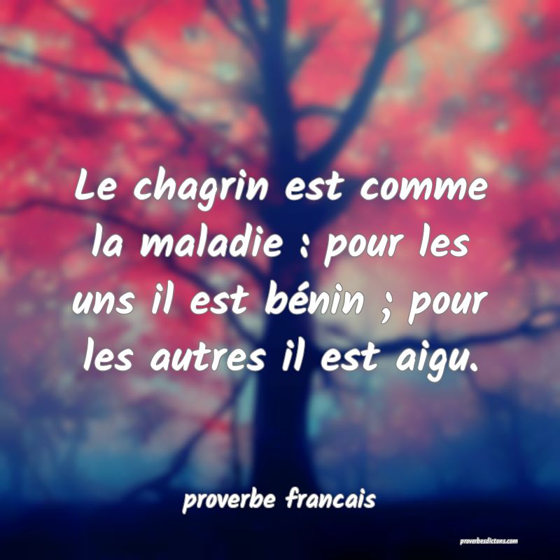 Le chagrin est comme la maladie : pour les uns il est bénin ; pour les autres il est aigu.