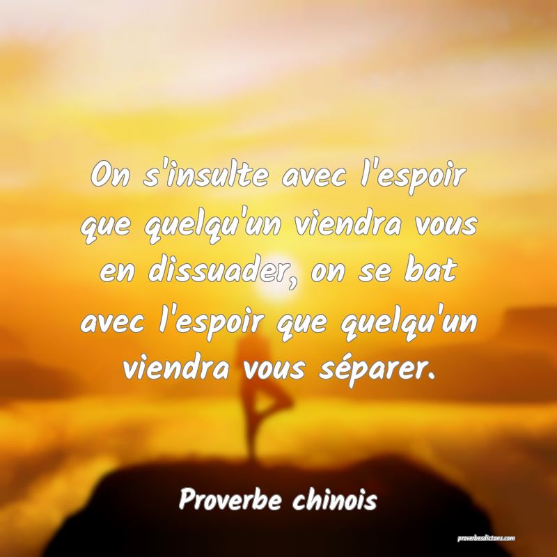 On s'insulte avec l'espoir que quelqu'un viendra vous en dissuader, on se bat avec l'espoir que quelqu'un viendra vous séparer.