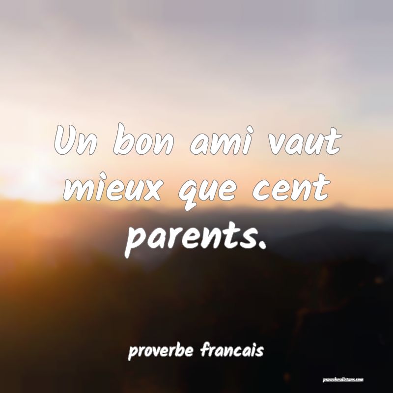 Un bon ami vaut mieux que cent parents.