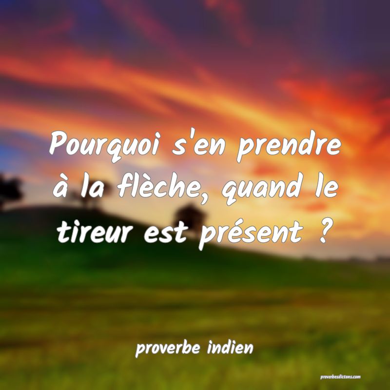 Pourquoi s'en prendre à la flèche, quand le tireur est présent ?