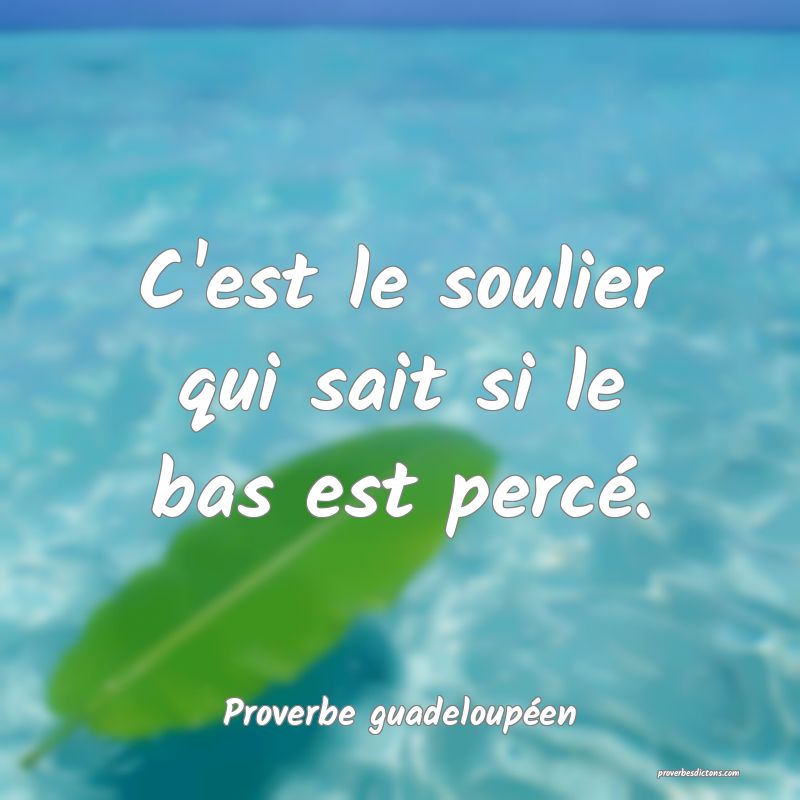 C'est le soulier qui sait si le bas est percé.