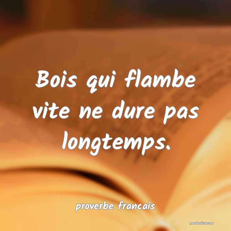 Bois qui flambe vite ne dure pas longtemps.