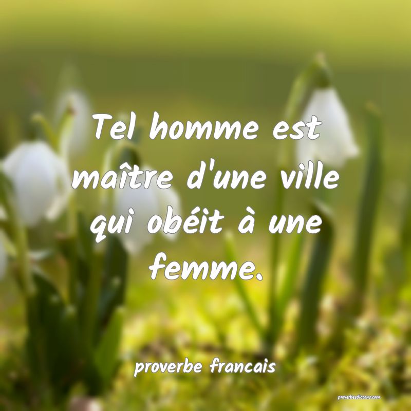 Tel homme est maître d'une ville qui obéit à une femme.