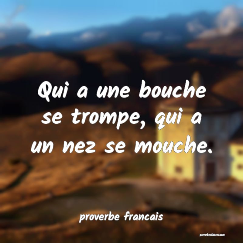 Qui a une bouche se trompe, qui a un nez se mouche.
