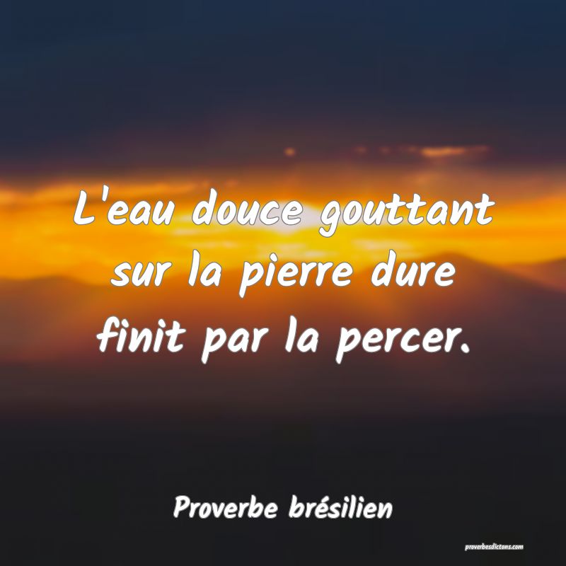 L'eau douce gouttant sur la pierre dure finit par la percer.