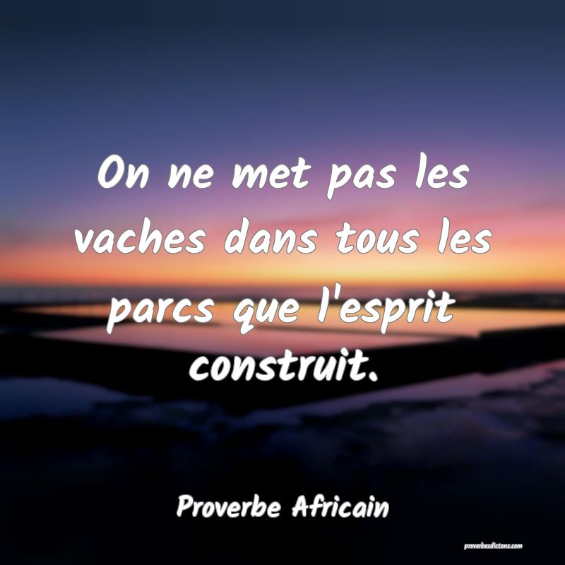 On ne met pas les vaches dans tous les parcs que l'esprit construit.