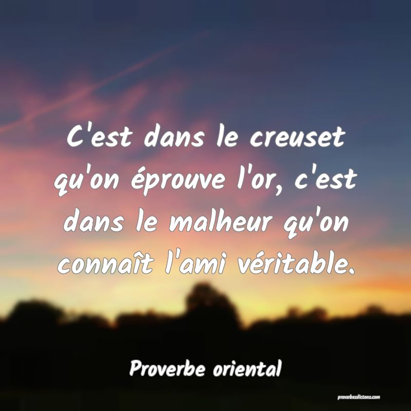 C'est dans le creuset qu'on éprouve l'or, c'est dans le malheur qu'on connaît l'ami véritable.