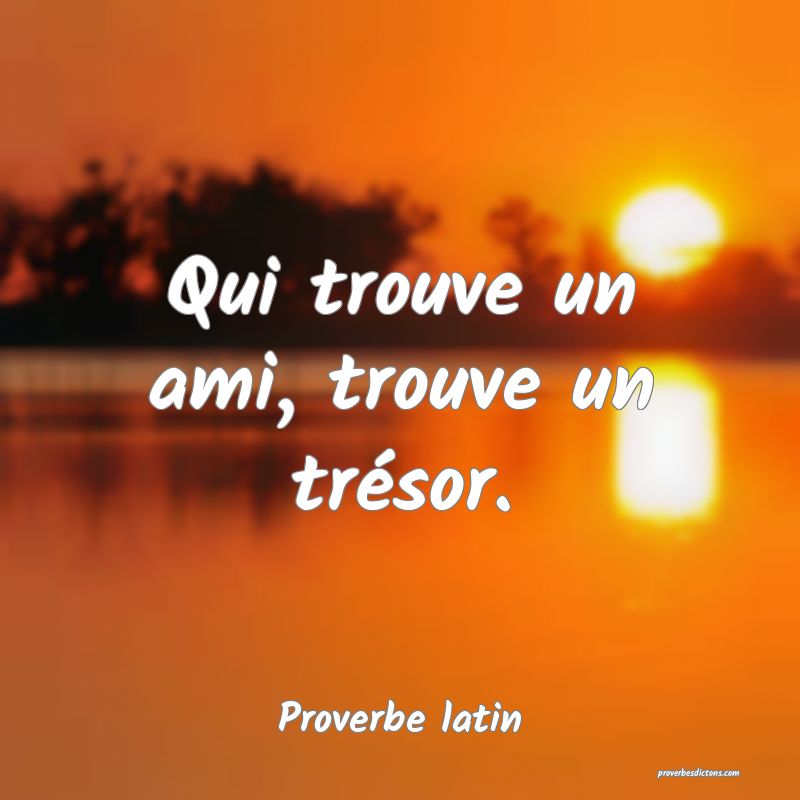 Qui trouve un ami, trouve un trésor.